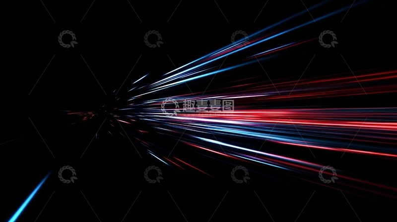 高清大图下载【趣麦麦图】彩色光线在黑暗中快速延伸