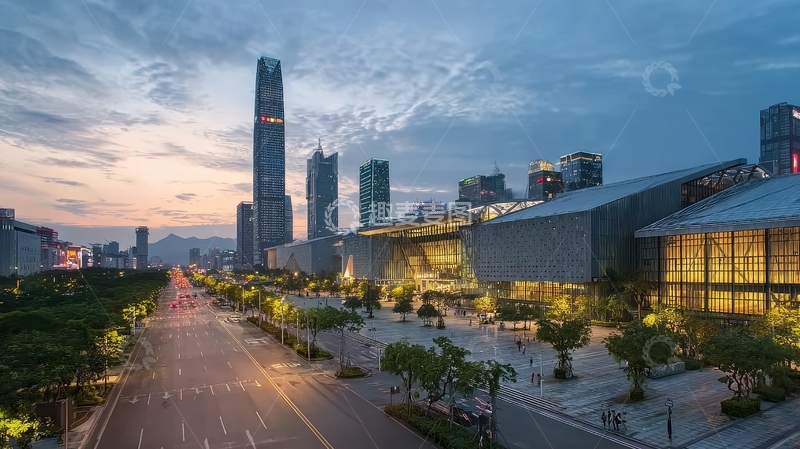 高清大图下载【趣麦麦图】城市夜景中的现代化建筑群