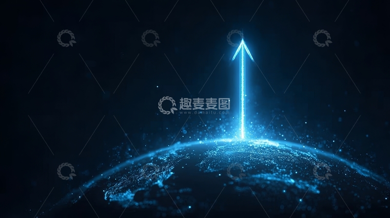 高清大图下载【趣麦麦图】地球上方发光箭头指向宇宙