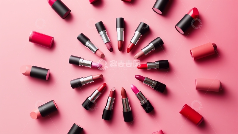 高清大图下载【趣麦麦图】多色口红排列成圆形图案