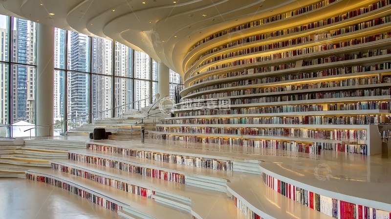 高清大图下载【趣麦麦图】现代化图书馆内部空间