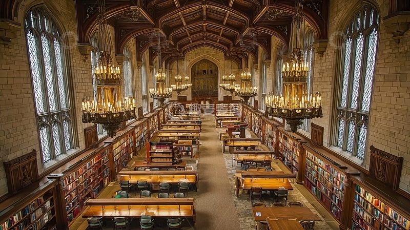 高清大图下载【趣麦麦图】宏伟图书馆内部阅览区