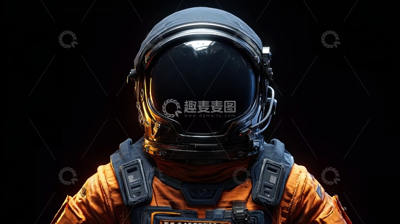 高清大图下载【趣麦麦图】宇航员身穿橙色太空服