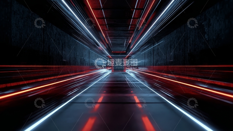 高清大图下载【趣麦麦图】未来隧道中的光速行驶