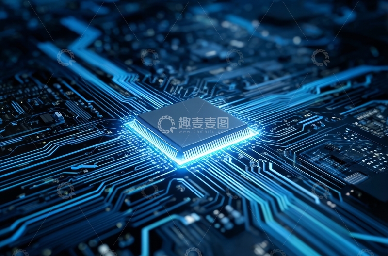 高清大图下载【趣麦麦图】发光电路板上的芯片