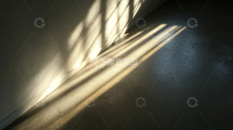 高清大图下载【趣麦麦图】阳光透过窗户投射在墙和地面上