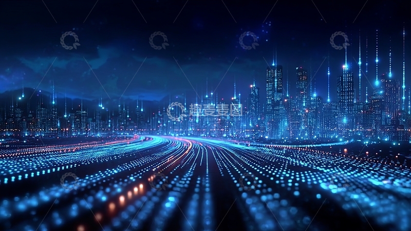 高清大图下载【趣麦麦图】-未来城市夜景灯光道路