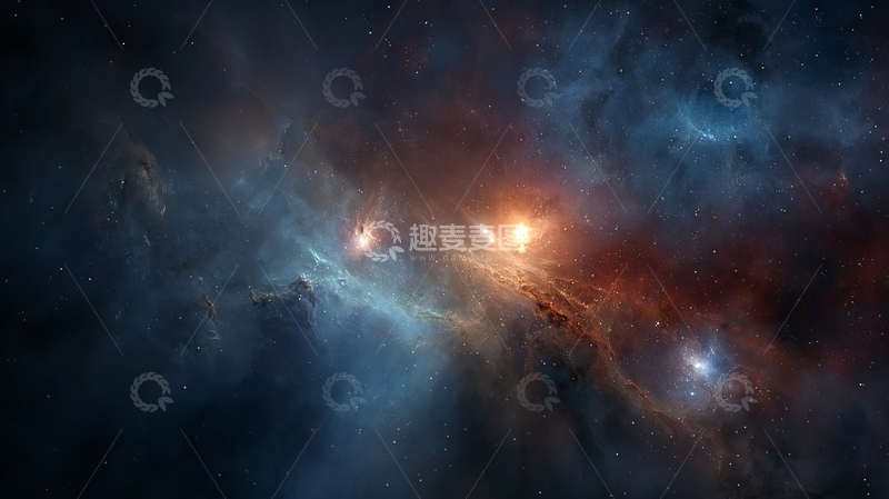 高清大图下载【趣麦麦图】宇宙星云与恒星光芒交织