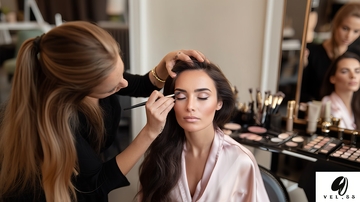 化妆师为女性模特上妆