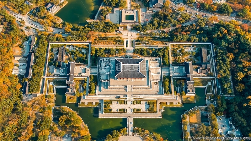 高清大图下载【趣麦麦图】俯瞰传统宫殿建筑群