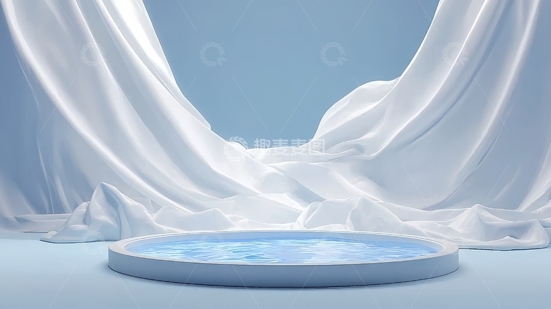 高清大图下载【趣麦麦图】白色布幔环绕的圆形平台