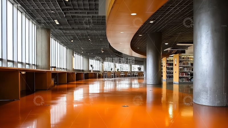 高清大图下载【趣麦麦图】现代化图书馆内部空间