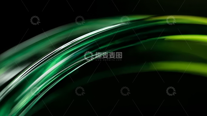 高清大图下载【趣麦麦图】绿色光带在黑暗中流动