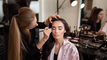 化妆师为女性顾客化妆