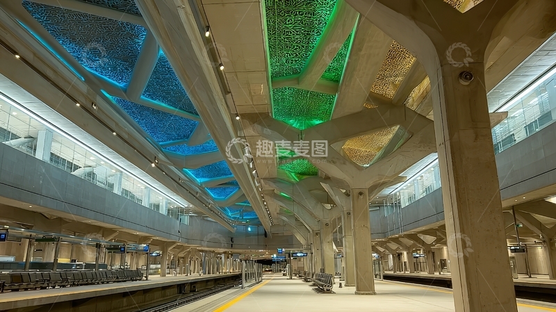 高清大图下载【趣麦麦图】现代化地铁站内部空间