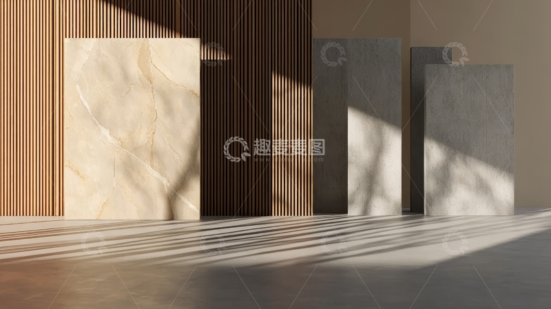 高清大图下载【趣麦麦图】光影下的现代室内材质展示