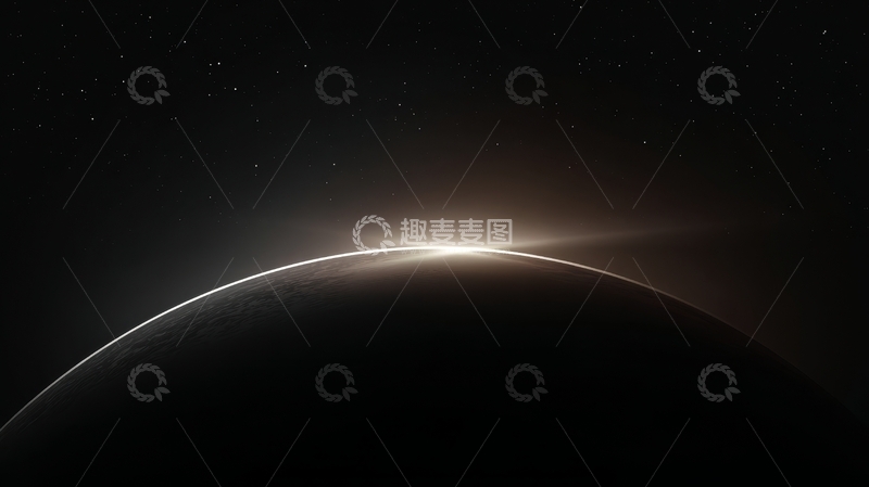 高清大图下载【趣麦麦图】-星球边缘的光芒照亮夜空