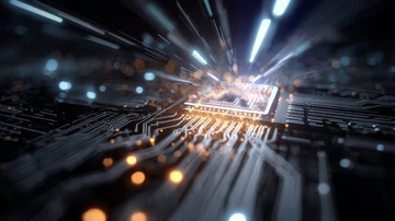 电路板芯片发光特写