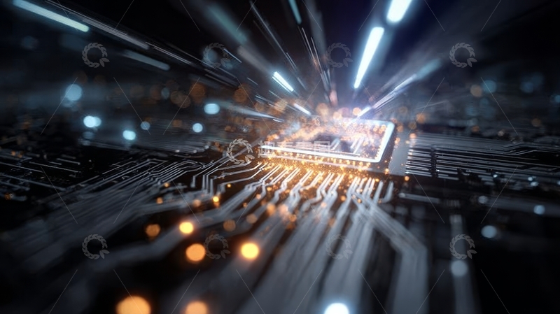 高清大图下载【趣麦麦图】电路板芯片发光特写