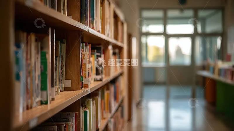高清大图下载【趣麦麦图】图书馆书架排列整齐