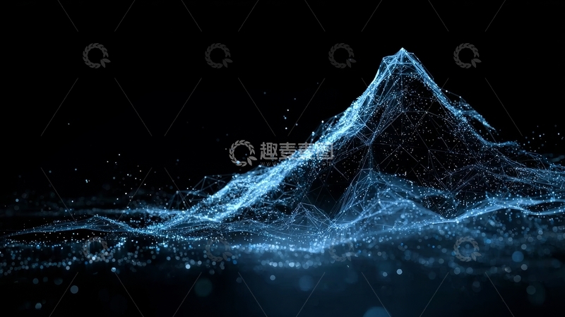 高清大图下载【趣麦麦图】蓝色粒子构成的山峰形态