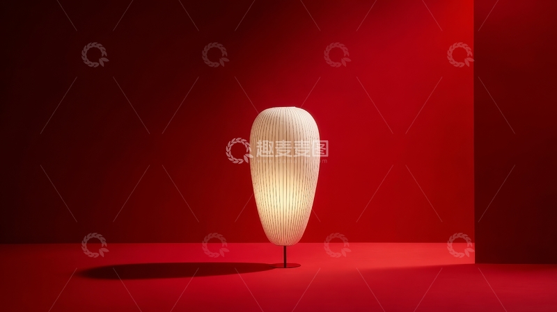 高清大图下载【趣麦麦图】红色背景中的白色发光灯饰