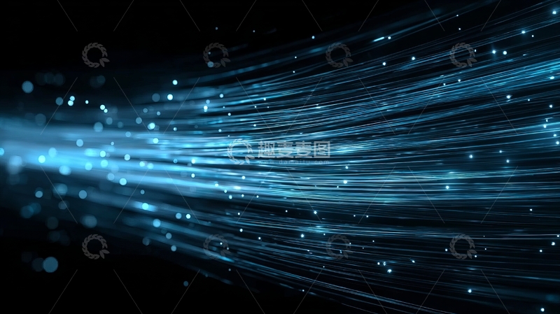 高清大图下载【趣麦麦图】蓝色光流在黑暗中穿梭