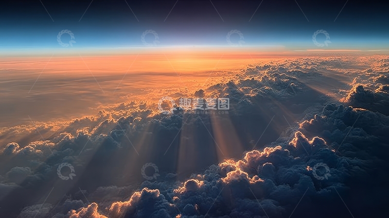 高清大图下载【趣麦麦图】日出时分云层上方的壮丽景象