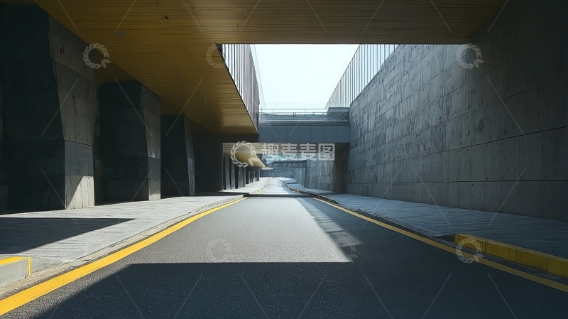 高清大图下载【趣麦麦图】现代建筑下的通道