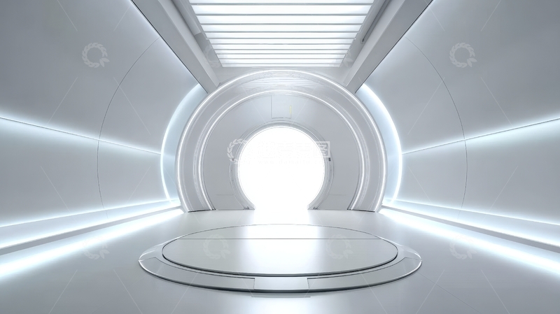 高清大图下载【趣麦麦图】未来感白色隧道通道