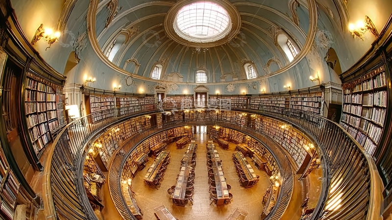 高清大图下载【趣麦麦图】圆形图书馆内部全景