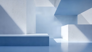 蓝色几何空间光影效果