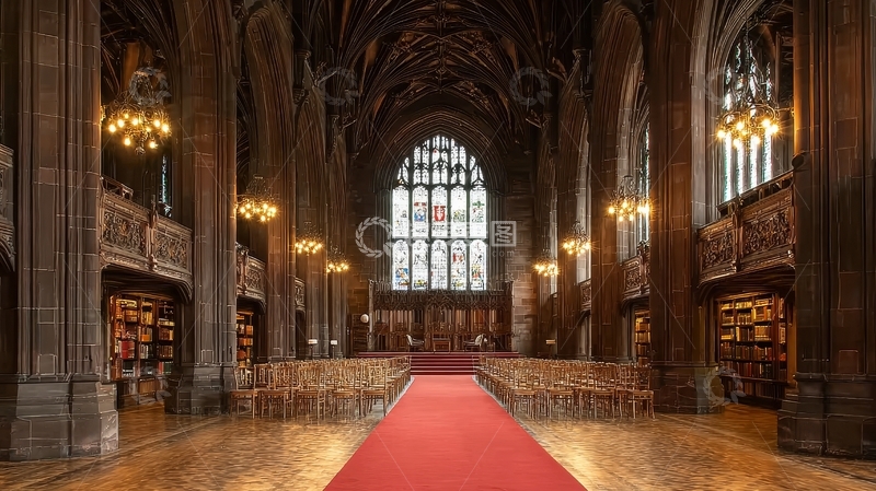 高清大图下载【趣麦麦图】宏伟教堂内部红色地毯通道