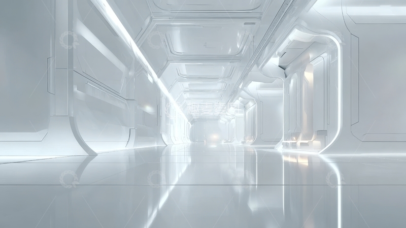 高清大图下载【趣麦麦图】未来感白色科技走廊