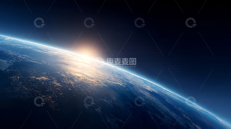 高清大图下载【趣麦麦图】地球从太空视角的日出景象