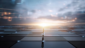 未来科技感地面与日出景象