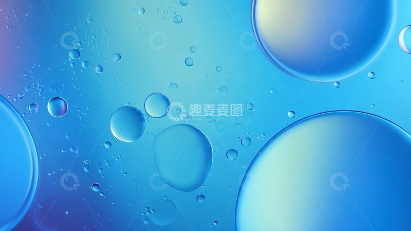 高清大图下载【趣麦麦图】蓝色背景上的透明气泡