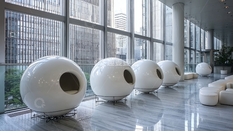 高清大图下载【趣麦麦图】现代室内空间中的球形座椅