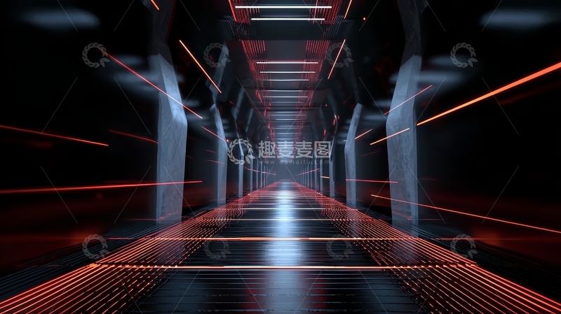 高清大图下载【趣麦麦图】未来科技走廊灯光效果