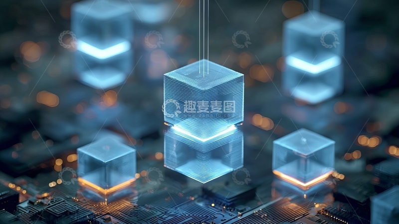 高清大图下载【趣麦麦图】悬浮透明立方体科技场景