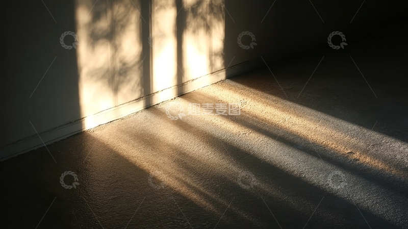 高清大图下载【趣麦麦图】阳光透过窗户投射在墙角的光影