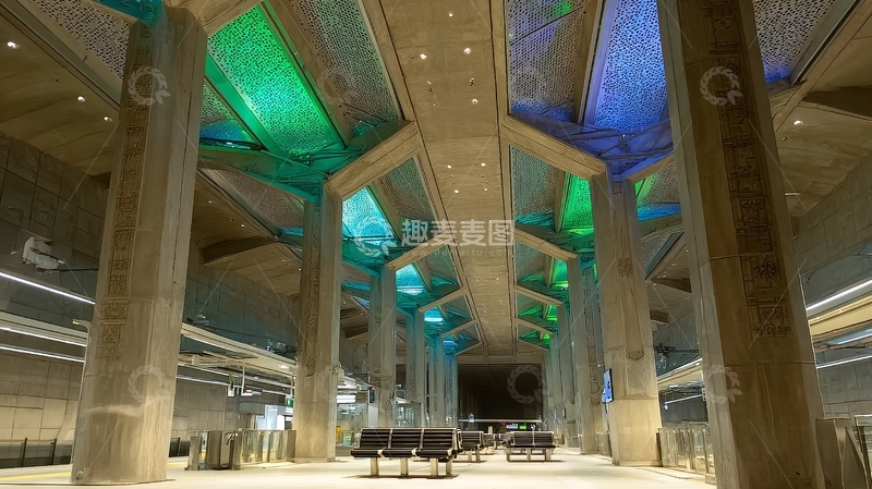 高清大图下载【趣麦麦图】现代化地铁站内部空间