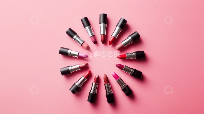 高清大图下载【趣麦麦图】多支口红围成圆形排列