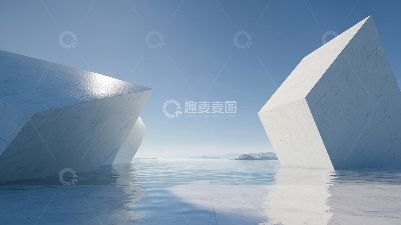 高清大图下载【趣麦麦图】-冰川浮在平静水面上