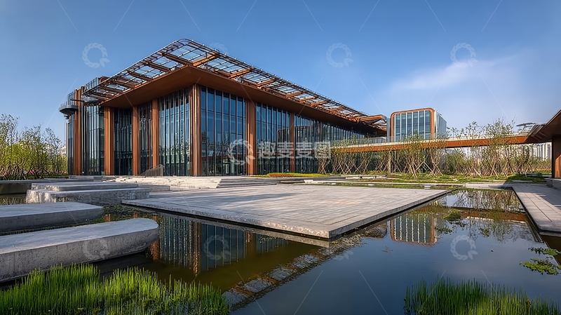 高清大图下载【趣麦麦图】现代建筑与水景庭院