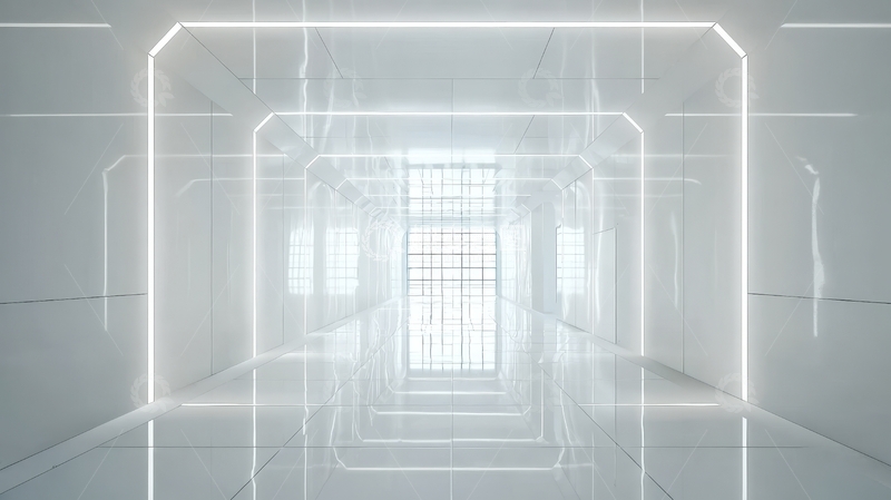 高清大图下载【趣麦麦图】未来感白色走廊光影通道