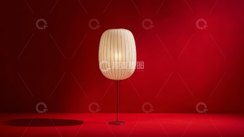高清大图下载【趣麦麦图】红色背景上的白色台灯