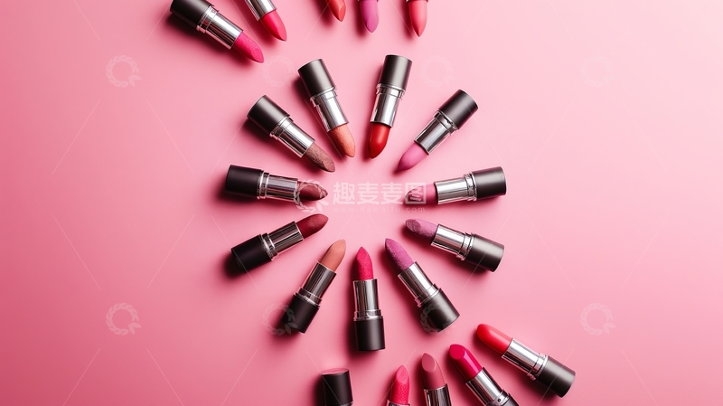 高清大图下载【趣麦麦图】多色口红排列成圆形图案