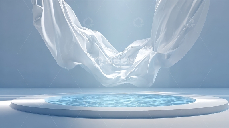 高清大图下载【趣麦麦图】漂浮的白布覆盖水池