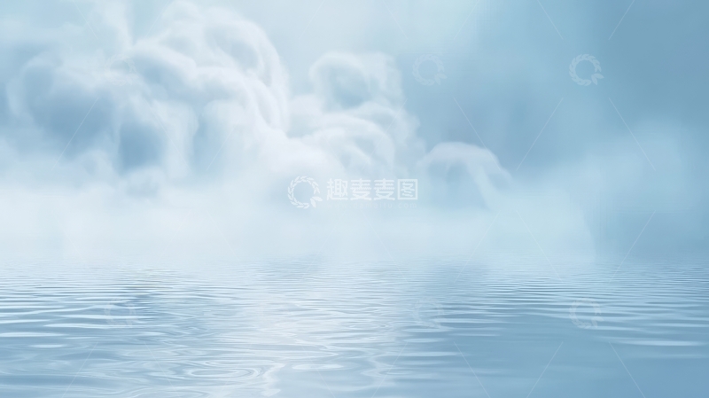 高清大图下载【趣麦麦图】水面倒映着天空中的云雾